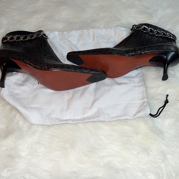 Donald J Pliner Brown snake skin look ankle boot with chains size 9 1/2 - Picture 7 of 12